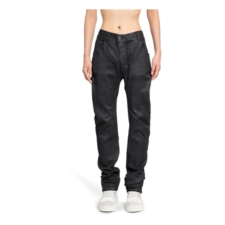 Czarna Spodnie Coated Denim Boris Bidjan Saberi