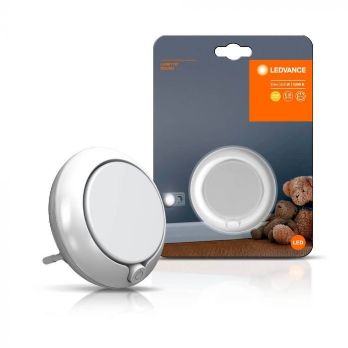 Lampka Nocna LED ORIENTACYJNA LUNETTA Round Biała 0,30W 3lm 3000K IP20 Ledvance