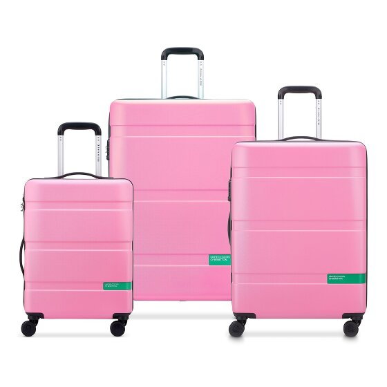 Delsey Paris x Zestaw 4-kołowych walizek United Colors of Benetton Now Hardside 3 szt. z elastycznym zagięciem pink