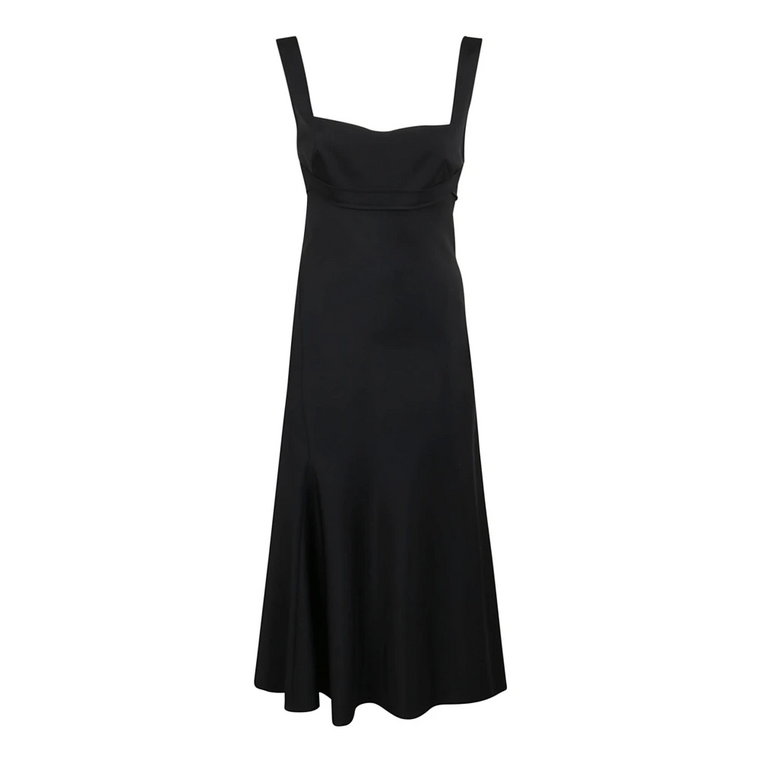Czarna Sukienka Midi z Rozszerzanym Dolem Victoria Beckham