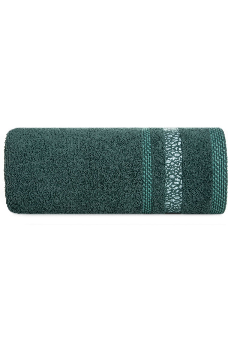 Ciemnozielony ręcznik z ozdobnymi pasami 50x90 cm