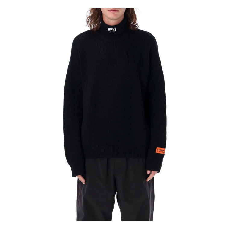 Czarny sweter z golfem Aw23 Heron Preston