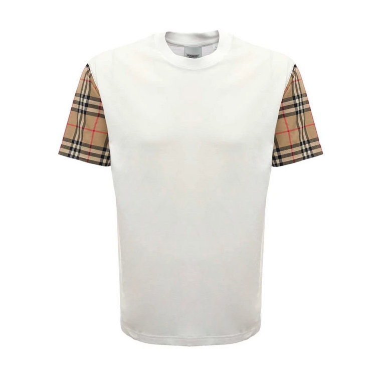 Biała Koszulka z Krótkim Rękawem Vintage Check Burberry