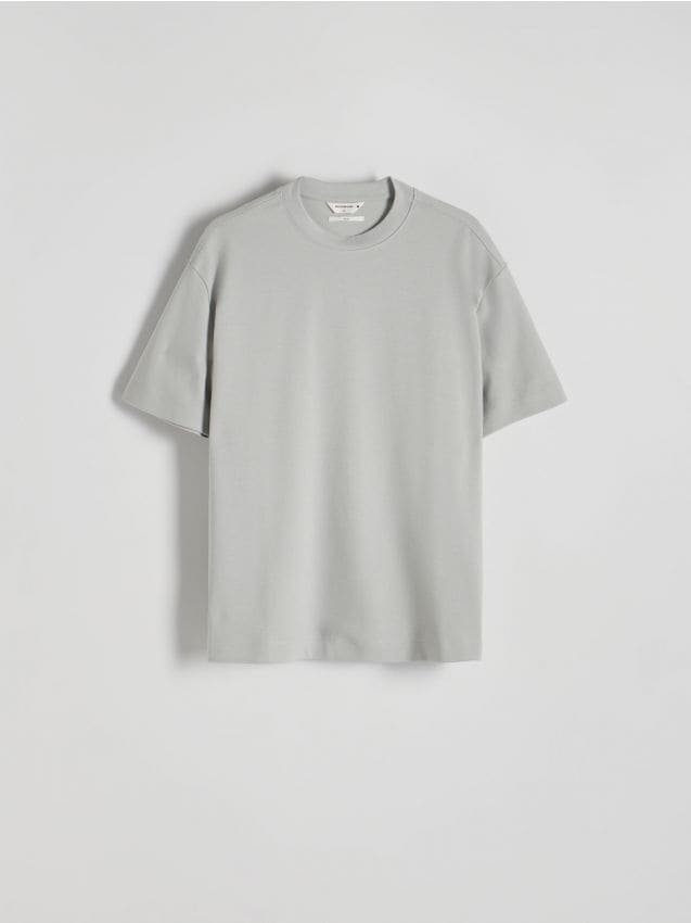 Reserved - T-shirt boxy - jasnoszary