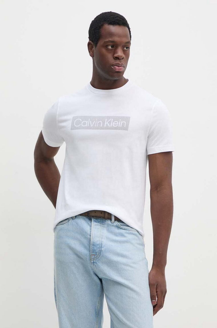 Calvin Klein t-shirt bawełniany męski kolor biały z nadrukiem K10K113590