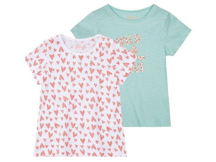 lupilu T-shirty dziewczęce z bawełny, 2 sztuki (86/92, Biały/różowy)