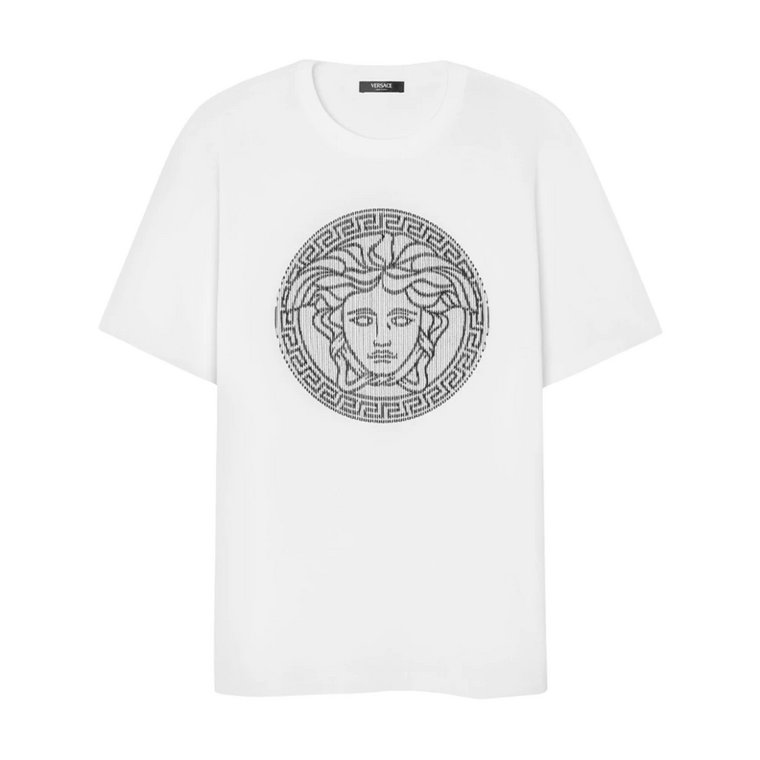 Koszulki z haftowanym logo i dekoltem typu crew neck Versace