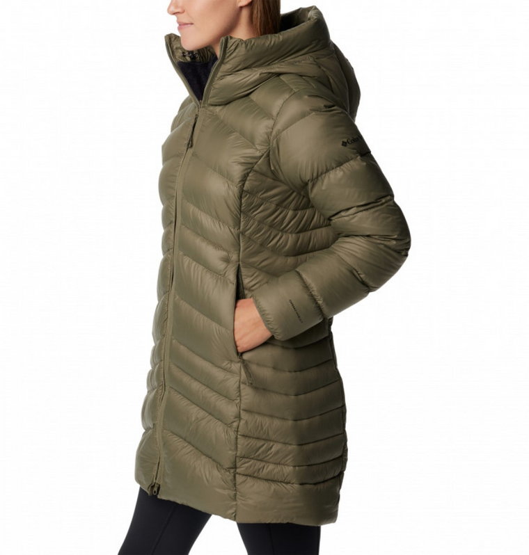 Damski płaszcz puchowy pikowany Columbia Autumn Park Down Mid Jacket - khaki