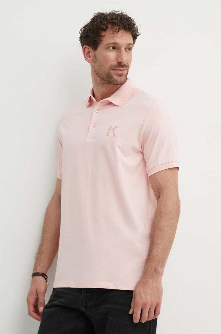 Karl Lagerfeld polo męski kolor różowy gładki 542221.745890