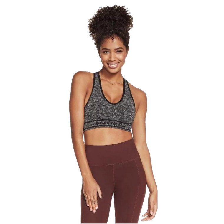 Skechers Seamless Sports Bra W1BR70-BKW, Damskie, Szare, biustonosze sportowe, nylon, rozmiar: L