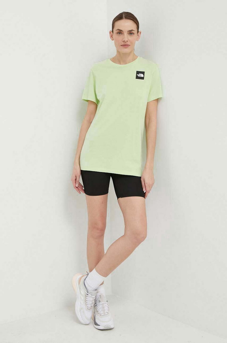 The North Face t-shirt bawełniany damski kolor zielony NF0A87NEO0F1