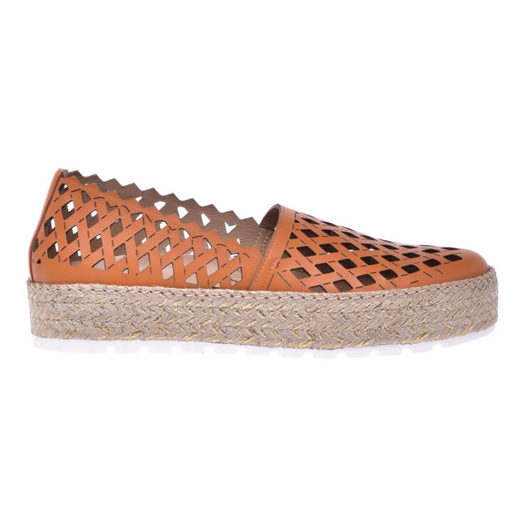 Laser-cut orange calfskin espadrilles Baldinini