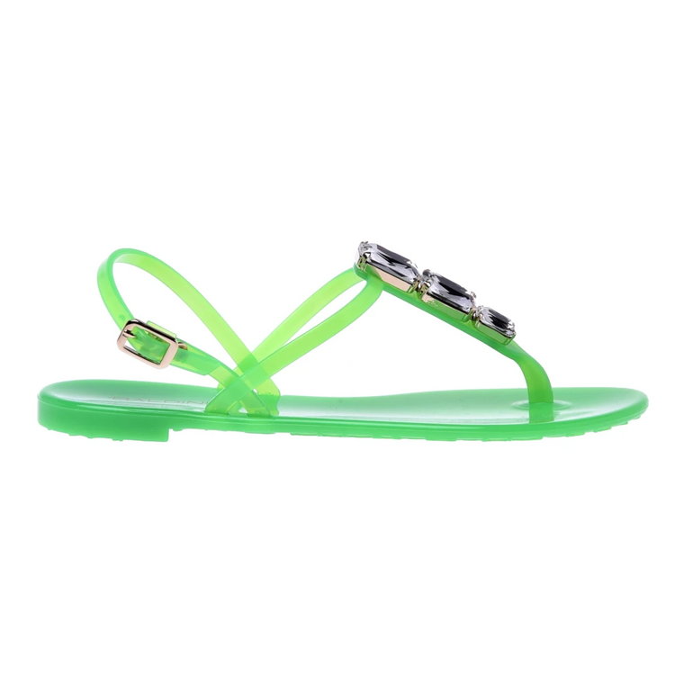 Fluo green rubber thong sandals Baldinini