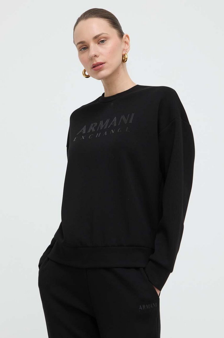 Armani Exchange bluza damska kolor czarny z nadrukiem 3DYM78 YJEPZ