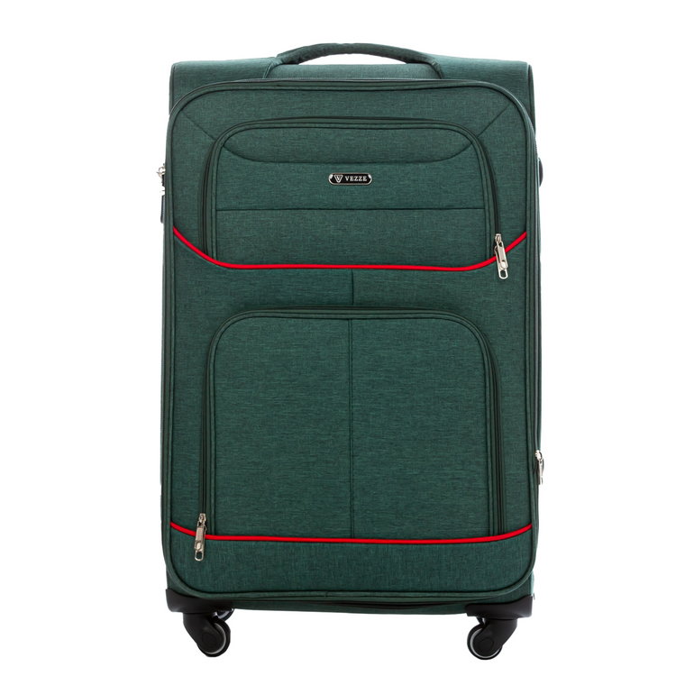 Luksusowa walizka podróżna materiałowa VEZZE średnia ZIELONA