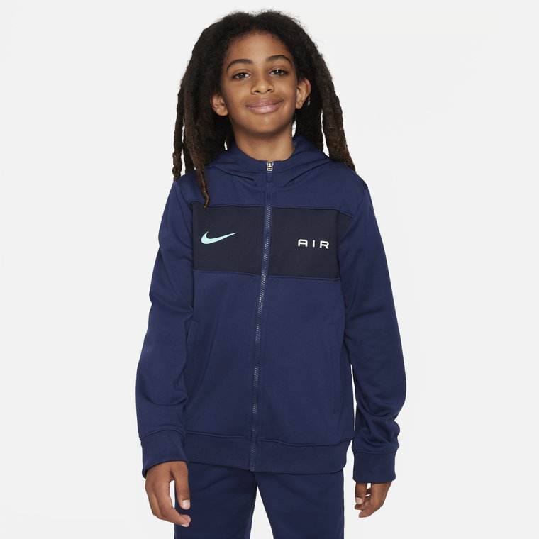 Bluza z kapturem i zamkiem na całej długości dla dużych dzieci (chłopców) Nike Air - Czerń