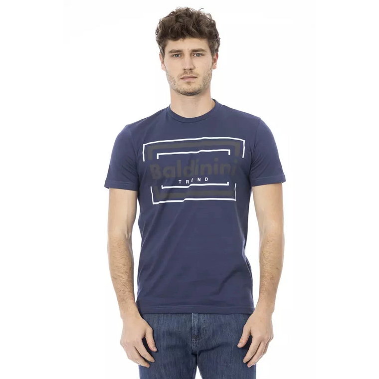 Trendowy Niebieski T-shirt z Bawełny Baldinini