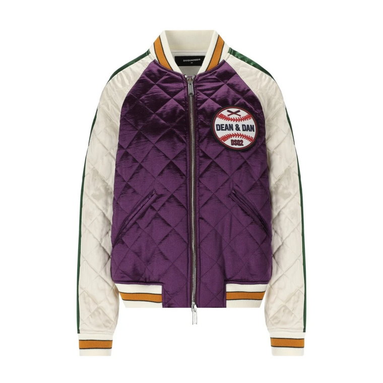 Fioletowa Kurtka Bomberka Varsity Satin Dsquared2