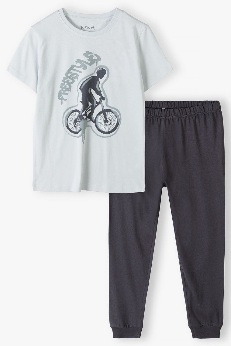 Dzianinowa piżama dla chłopca z motocyklistą