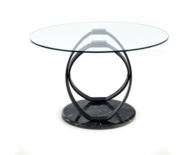 Stół Ticco okrągły transparentny/ czarny