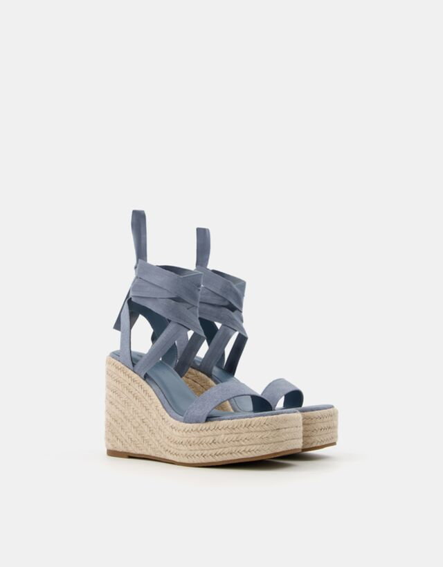 Bershka Lace Up Jute Wedge Kobieta 41 1-043