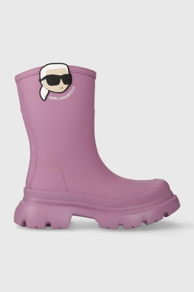 Karl Lagerfeld kalosze TREKKA RAIN NFT damskie kolor fioletowy KL43567