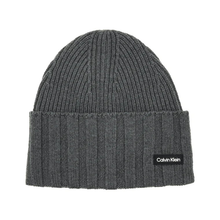 Calvin Klein Wełniana czapka ELEVATED RIB BEANIE