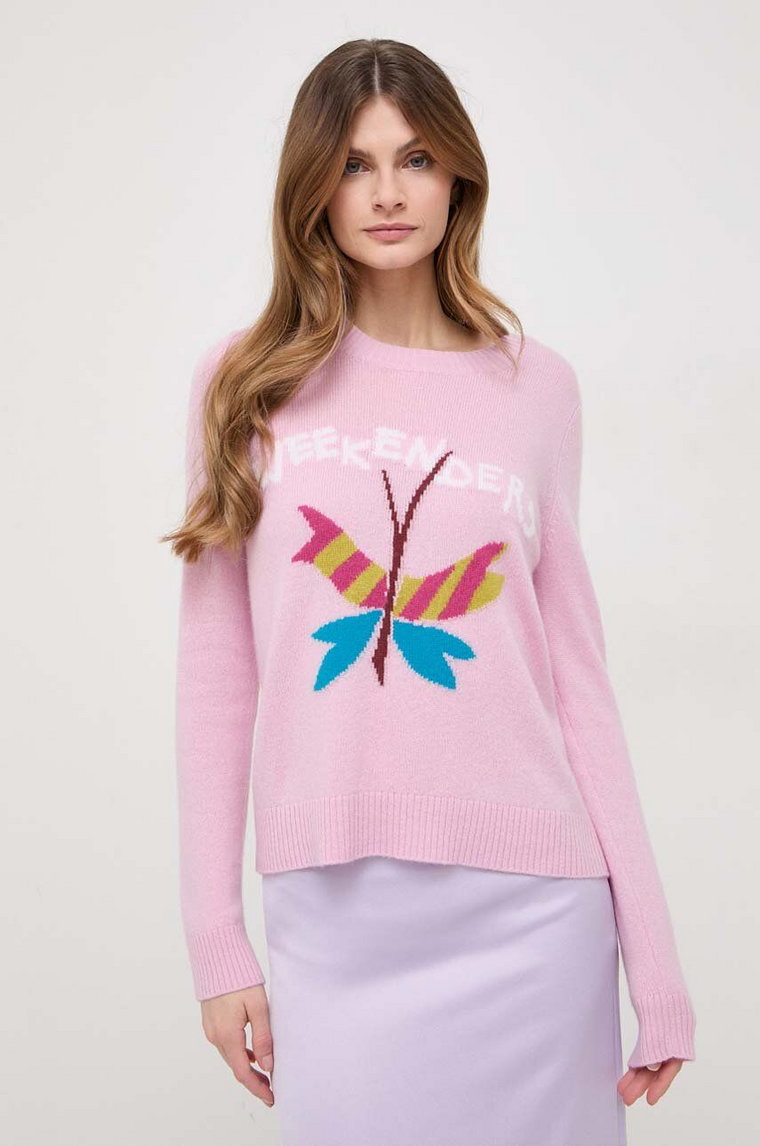 Weekend Max Mara sweter z kaszmirem kolor różowy lekki