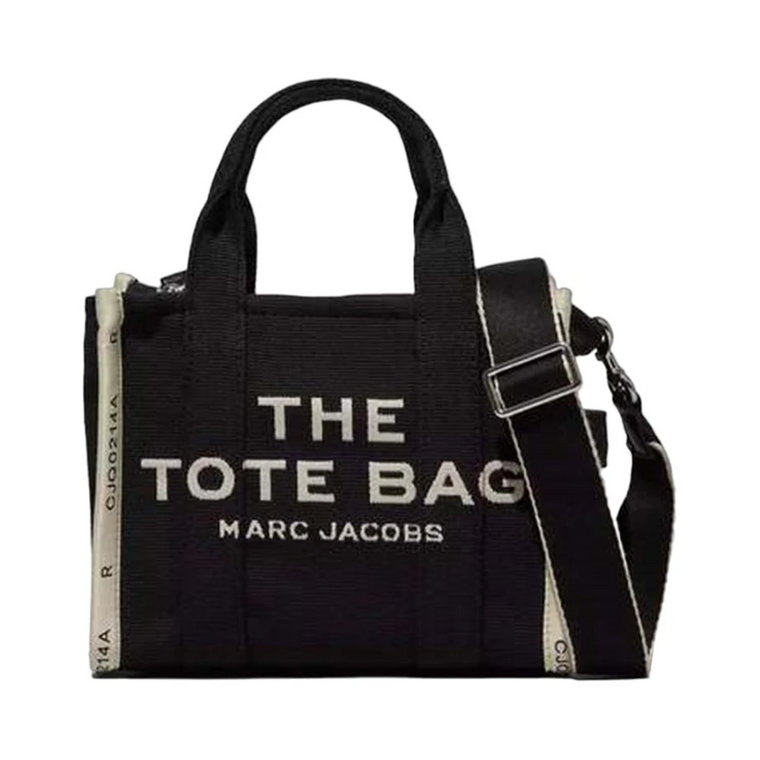 Jednokolorowe Torby na Ramię z Odłączanym Paskiem i Haftowanym Detalem Logo,Czarna torba na zakupy z płótna Marc Jacobs