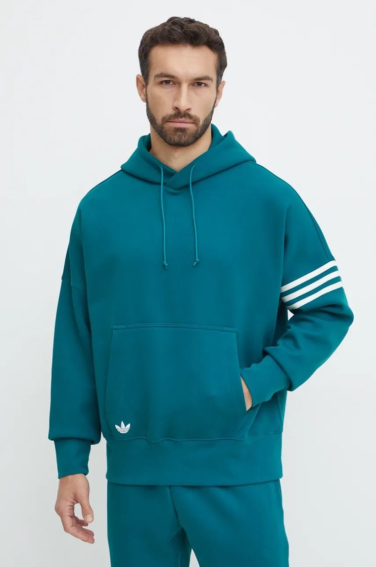 adidas Originals bluza Neuclassics C Hoodie męska kolor zielony z kapturem z aplikacją JF9140