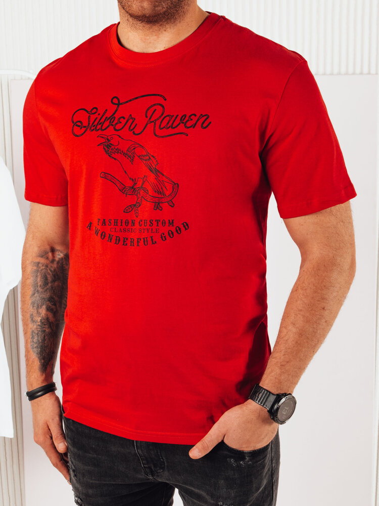 Koszulka męska z nadrukiem czerwona Dstreet RX5364