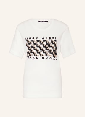 Marc Aurel T-Shirt Z Obszyciem Ozdobnymi Kamykami weiss