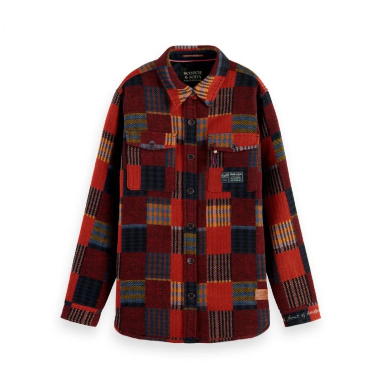 Stylowa Kurtka w Kratę Patchwork Scotch & Soda