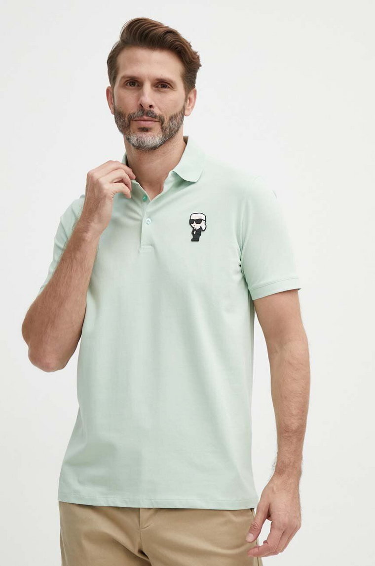 Karl Lagerfeld polo męski kolor turkusowy gładki 542221.745022