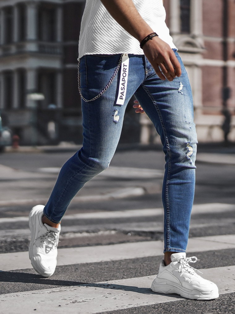 Spodnie jeansowe męskie niebieskie OZONEE DP/0056