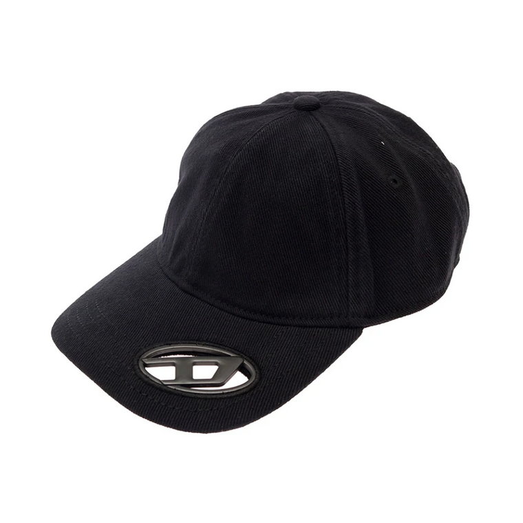 Czarna czapka baseballowa z haftowanymi oczkami Diesel