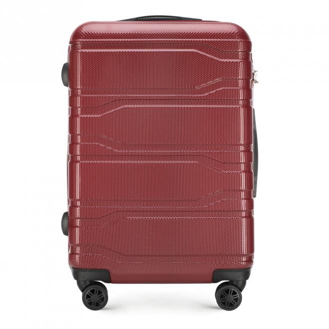 Średnia walizka z polikarbonu tłoczona czerwona