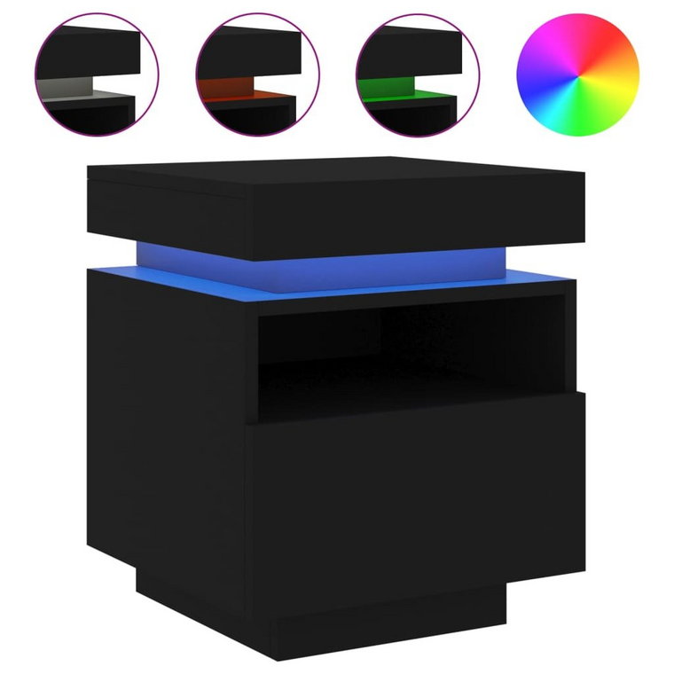 Szafka nocna z LED RGB 40x39x48,5 cm, czarna