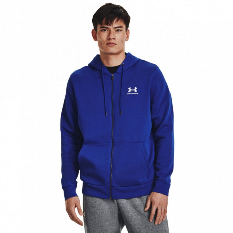 Męska bluza dresowa rozpinana z kapturem Under Armour UA Essential Fleece FZ Hood - niebieska