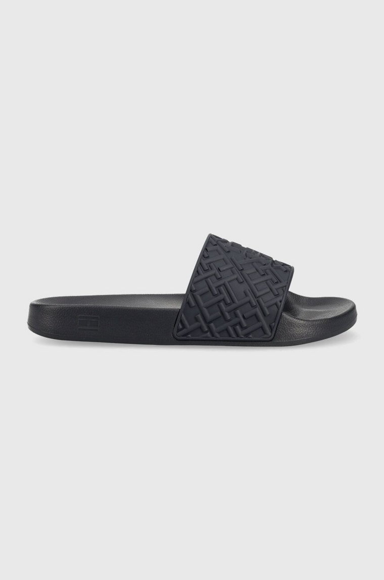 Tommy Hilfiger klapki TH MONOGRAM POOL SLIDE damskie kolor granatowy FW0FW06987