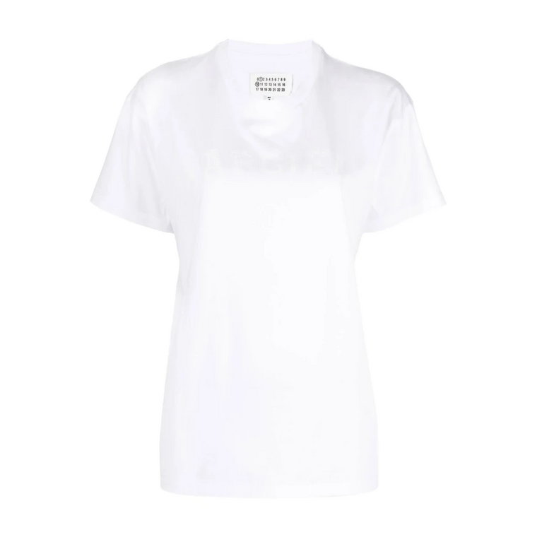 Biała Bawełniana Koszulka z Okrągłym Dekoltem - Klasyczny Styl Maison Margiela