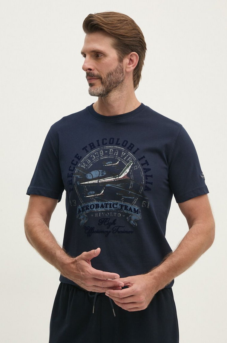 Aeronautica Militare t-shirt bawełniany męski kolor granatowy z nadrukiem TS2334J641