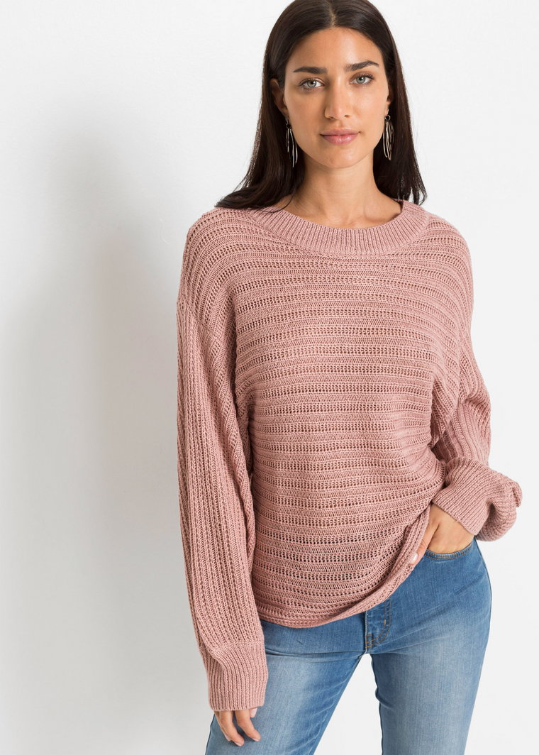 Sweter oversize w ażurowy wzór