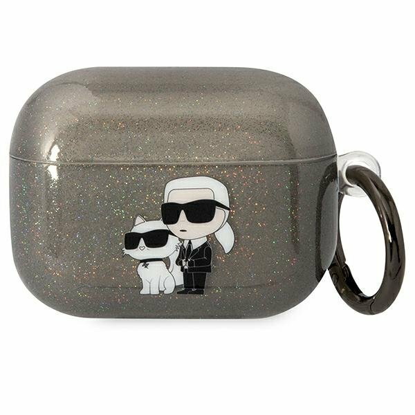 Karl Lagerfeld KLAPHNKCTGK Airpods Pro cover czarny/black Gliter Karl&Choupette