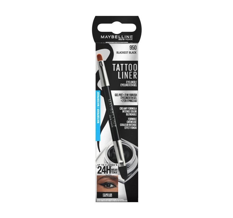 MAYBELLINE TATTOO LINER WODOODPORNY EYELINER W SŁOICZKU 950 BLACKEST BLACK