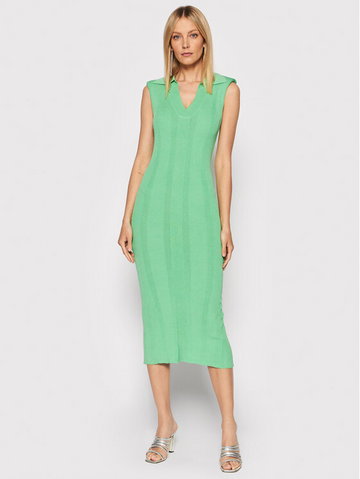 Sukienka codzienna Joy Sl Knit RM1091 Zielony Slim Fit