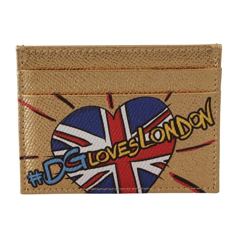 Gold Leather #DGLovesLondon Women Cardholder Case Wallet Dolce & Gabbana