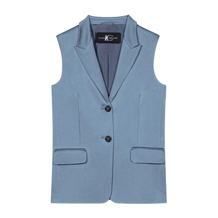 Satin Blazer Vest Smoky Blue Luisa Cerano