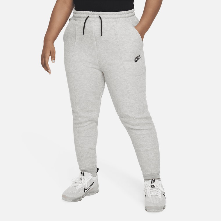Joggery dla dużych dzieci (dziewcząt) Nike Sportswear Tech Fleece (szersze rozmiary) - Szary