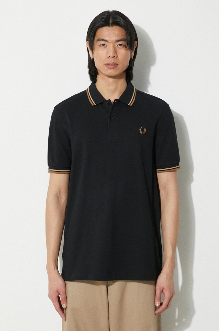 Fred Perry polo bawełniane Twin Tipped Shirt kolor czarny gładki M3600.U97